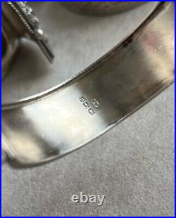 1887 Antique Victorian Womens Jewelry Circle Bangle Cuff Silver 925 Hand Carved