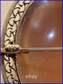 1890-1910 10K gold, Left Facing Victorian Carved Shell Cameo