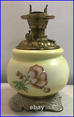 1890s Antique Royal Gone With The Wind Hand Painted Parlor Oil Lamp Reservoir