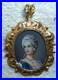18K Gold Italy Hand Painted Victorian Cameo with Diamonds &Pearls Pendant Brooch