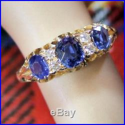 18 ct GOLD second hand antique victorian diamond & sapphire ring