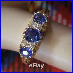 18 ct GOLD second hand antique victorian diamond & sapphire ring