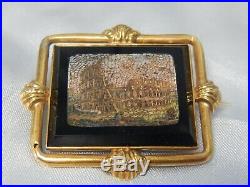 18k Gold ANTIQUE VICTORIAN HAND CRAFTED COLOSSEUM ROME MICRO MOSAIC BROOCH