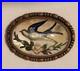 1900's Victorian Reverse Painted Swallow Bird Lapel Pin Brooch Bubble Glass Pink