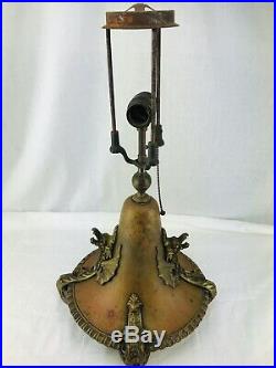 1900s Antique Victorian Table Lamp Copper Brass Dragons Ornate Hand Crafted