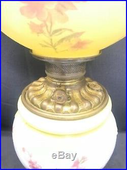 1905 Antique Gone With The Wind Hand Painted Consolidated Glass Oil Lamp GWTW