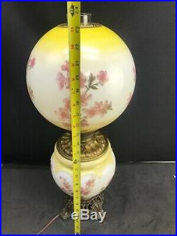 1905 Antique Gone With The Wind Hand Painted Consolidated Glass Oil Lamp GWTW