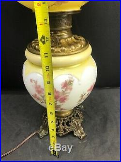 1905 Antique Gone With The Wind Hand Painted Consolidated Glass Oil Lamp GWTW