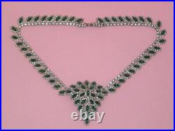 1920's Hand Crafted Antique Rhinestone & Silver Plate Victorian Necklace
