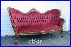 1940s Victorian Style Mahogany Hand Carved Sofa Couch 9899