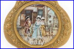 19C French Bronze Scalloped Dresser Vanity Box Hand Painted Victorian Scene 5