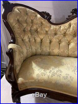 19TH Century Rococo VICTORIAN Hand Carved ANTIQUE COUCH / SOFA Settee
