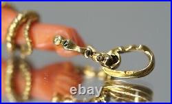 19c. Victorian Red Coral Hand 18k Gold Snake Skull Memento Mori Diamonds Pendant