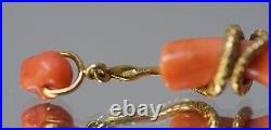 19c. Victorian Red Coral Hand 18k Gold Snake Skull Memento Mori Diamonds Pendant