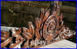 19thC Victorian Knights Order of the Garter Hand Carved Wood Pediment 40.25