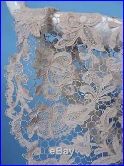 19th C Hand Made Ecru Needle Lace Cape 4 Dress W Rich Floral Detail