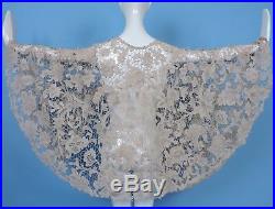 19th C Hand Made Ecru Needle Lace Cape 4 Dress W Rich Floral Detail