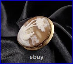 19th Century Antique Shell Cameo Brooch Hand Carved Victorian