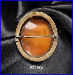 19th Century Antique Shell Cameo Brooch Hand Carved Victorian