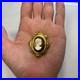 19th Century Early Victorian Era Brooch 10K Gold Natural Onyx Hand Carved Ivory