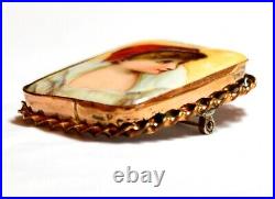 19th Century Victorian Hand Painted Miniature Porcelain Gold Filled Twist Frame
