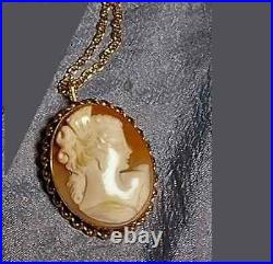 1 Shell Cameo Gold Filled Antique Hand Carved Beauty with Victorian Comb Necklace