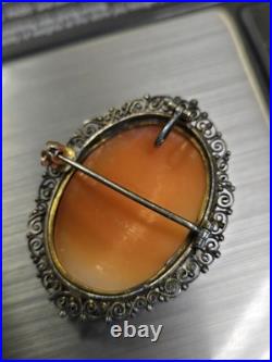 1 Victorian Silver Hand Carved High Relief Shell Cameo For Brooch Pendant Nice