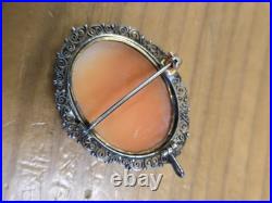 1 Victorian Silver Hand Carved High Relief Shell Cameo For Brooch Pendant Nice