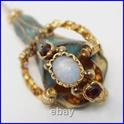 21 kt Gold Hand Engraved EARLY VICTORIAN Opal Ruby Blue Enamel Stick Pin B0850