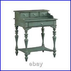 23-Inch Victorian Style 4-Drawer Secretary Desk With Hand Painted Grey And