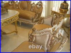 $25k Royalty 3pc Italian Antique Hand Carved Cherubs Saloon Sofa/chairs Set