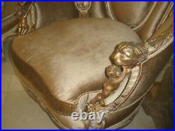 $25k Royalty 3pc Italian Antique Hand Carved Cherubs Saloon Sofa/chairs Set