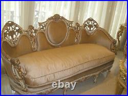 $25k Royalty 3pc Italian Antique Hand Carved Cherubs Saloon Sofa/chairs Set