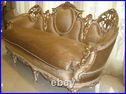 $25k Royalty 3pc Italian Antique Hand Carved Cherubs Saloon Sofa/chairs Set