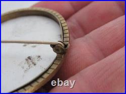 2 1/8 Antique Victorian Hand Paintd Portrait Brooch Young Lady Head Coved Gold