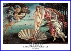 2 ANTIQUE VICTORIAN Hand Painted BIRTH of VENUS BOTTICELLI Sterling Pin-Pendant