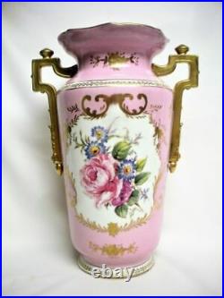 2 Antique RK DRESDEN Porcelain Hand Painted 14 Vase Pair RICHARD KLEMM Germany