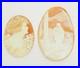 2 antique hand carved Victorian cameos woman St John the Baptist scene