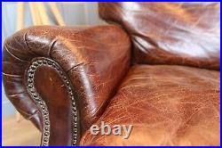 2 seater antiqued brown vintage victorian style brown leather sofa hand dyed