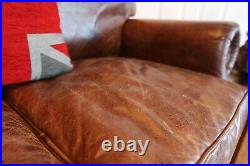 2 seater antiqued brown vintage victorian style brown leather sofa hand dyed