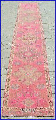 2x13 Rug Runner Turkish Rug Hand Made Low Pile Runner Rug Actual 2.4 x 12.6 ft