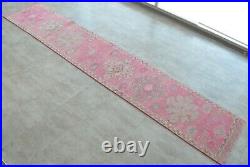 2x13 Rug Runner Turkish Rug Hand Made Low Pile Runner Rug Actual 2.4 x 12.6 ft