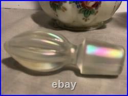 3 FENTON Hand-Blown Hand-Painted Cologne Perfume Bottles Opaline Opalescent