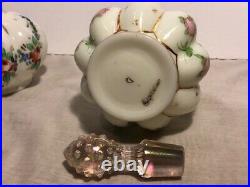 3 FENTON Hand-Blown Hand-Painted Cologne Perfume Bottles Opaline Opalescent