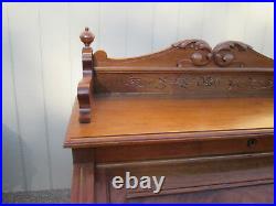 53071 Antique Custom Hand Made Victorian Walnut Cylinder Desk RARE FIND