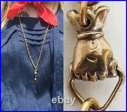 5pc LOT Repro victorian hand fist figa necklace gold bronze lanyard chatelaine