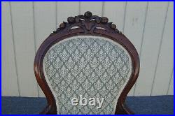 61429 Antique Victorian Hand carved Walnut Parlor Chair
