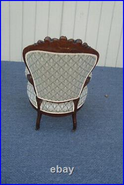 61429 Antique Victorian Hand carved Walnut Parlor Chair