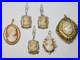 6 Hand Carved Antique Cameos! 5 Lavaliers & 1 Locket Free Shipping