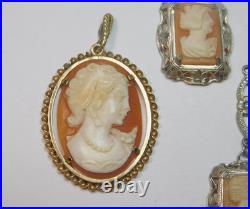 6 Hand Carved Antique Cameos! 5 Lavaliers & 1 Locket Free Shipping